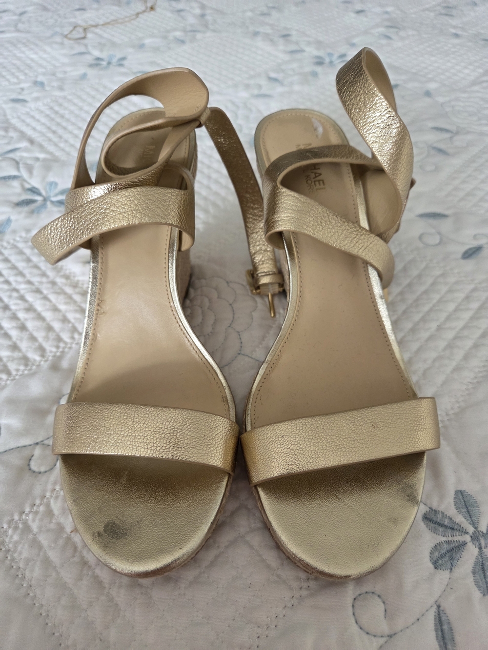 Michael Kors Gold Leather Ankle-Strap Sandals